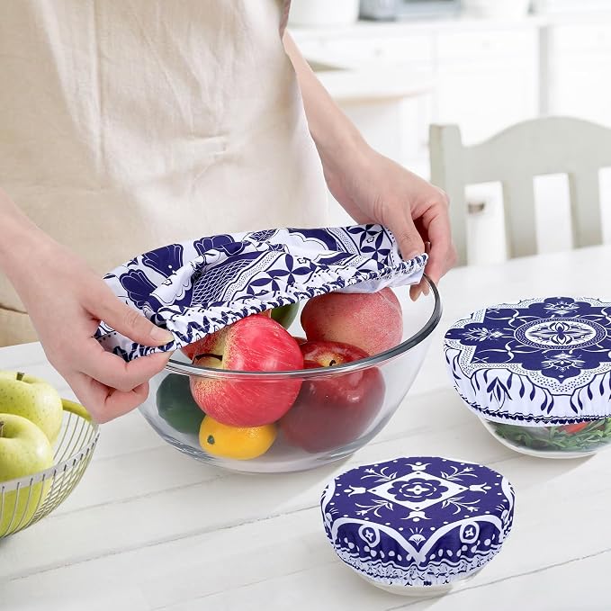5 Pieces Bowl Covers Reusable, 5 Size Elastic Cloth Bowl Covers - Image 3