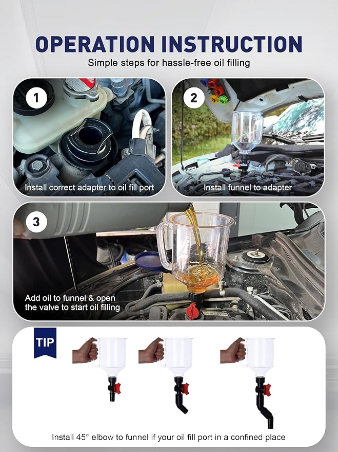 SMART JERRY - Spill-Proof Engine Oil Funnel Kit｜Oil Change Funnel w/ 12 - Image 6