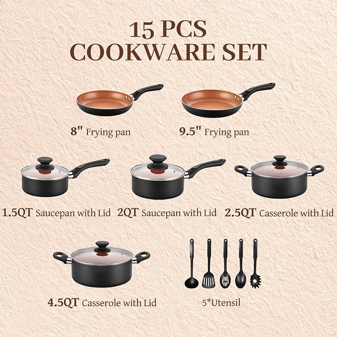 BECIGAR Ceramic Pots and Pans Set, Nonstick Pan Pots and Pans Set Non Stick - Image 2