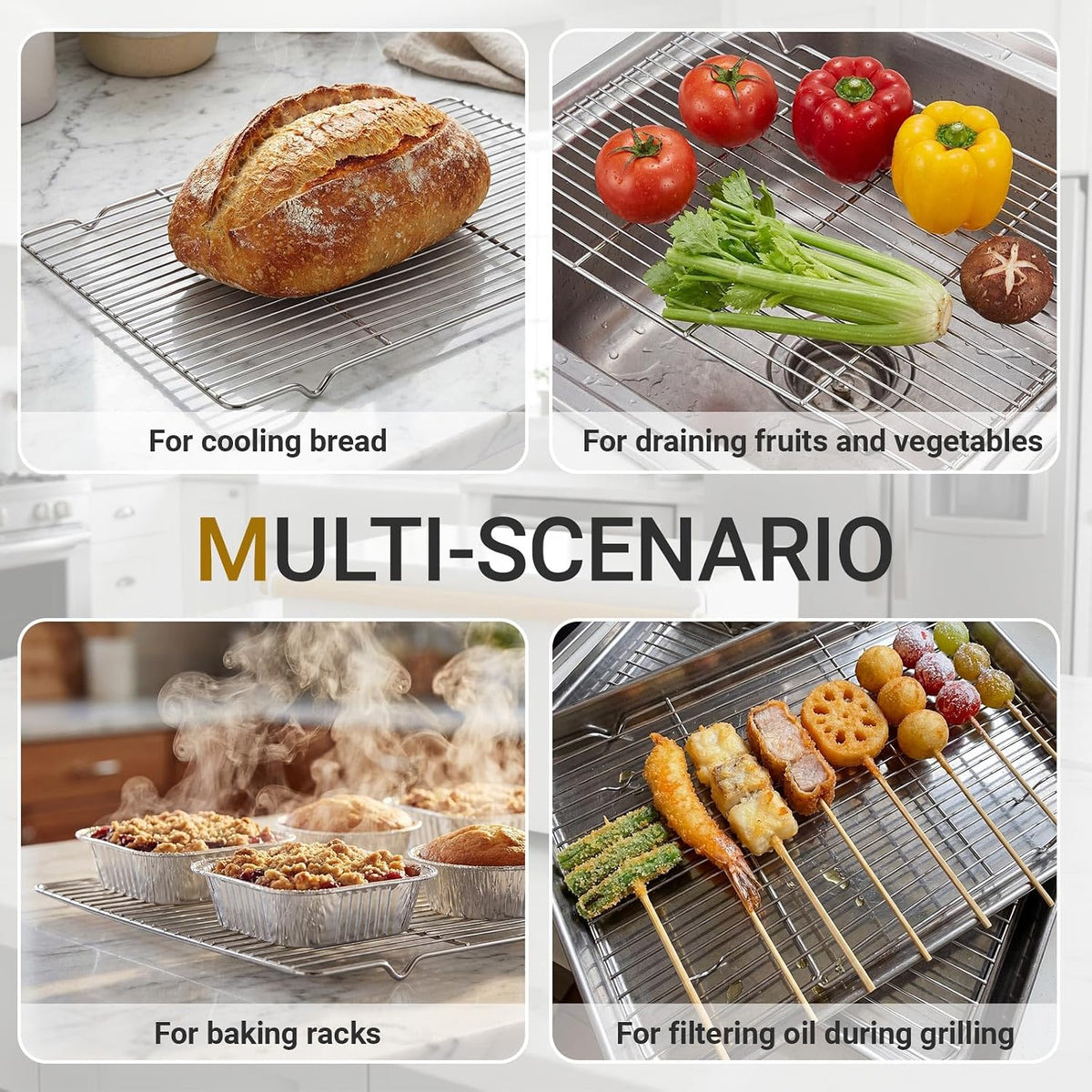 6 Pcs Cooling Racks, 24L X 16W X 1H Stainless Steel Wire Rack