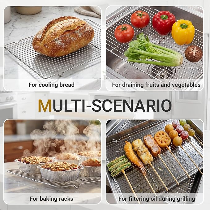 Lounsweer 2 Pcs Cooling Racks, 21L X 13W X 1H Stainless Steel Wire Rack - Image 6