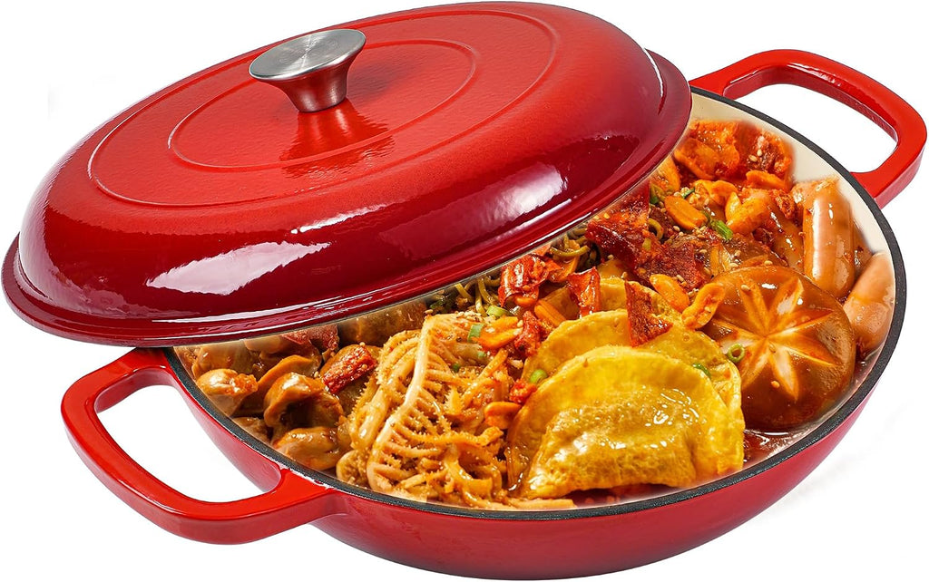 Vivicreate 3.5 Quart Enamel Cast Iron Dutch Oven Pot with Lid