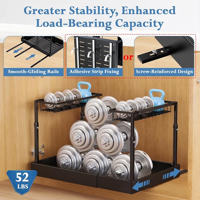 Aisslro Under Sink Organizer, 2 Tier Under the Sink Storage, Expandable - Image 3