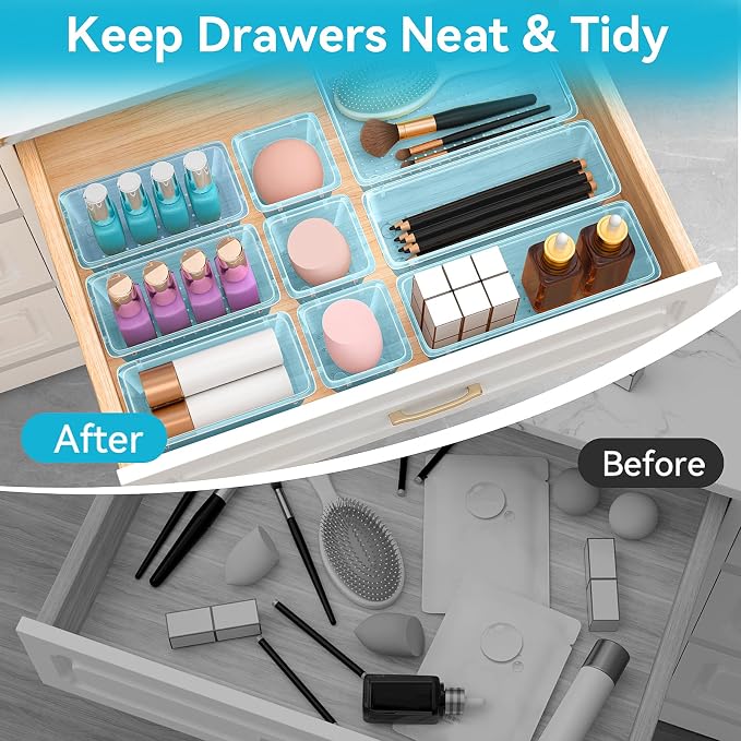 ElegantArray 12-Piece Drawer Organizer Set, 4 Sizes Versatile Plastic Vanity - Image 5