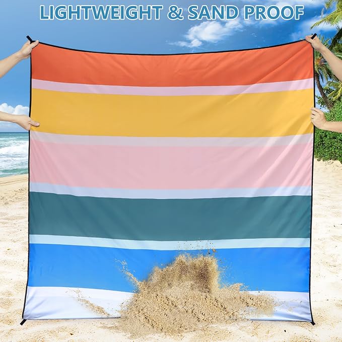 WIWIGO Beach Blanket Waterproof Sandproof Beach Mat 79" X 83"/10'x9'for 2-8 - Image 3
