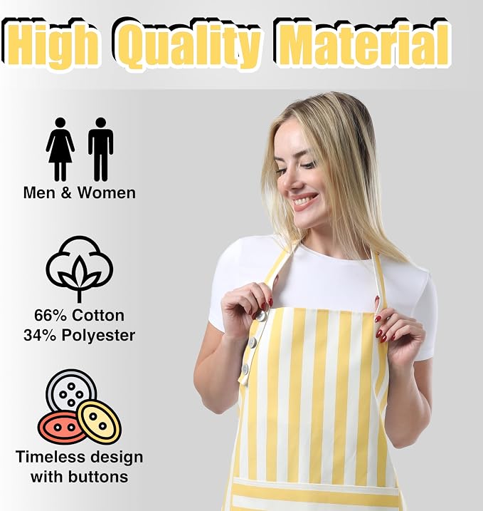 TOSHEX Kitchen Apron Waterdrop Resistant Cotton Apron - Image 2