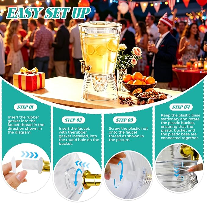1 Pack Drink Dispenser for Parties 1.6 Gallon, Large 6L Plastic Water Dispenser - Image 5
