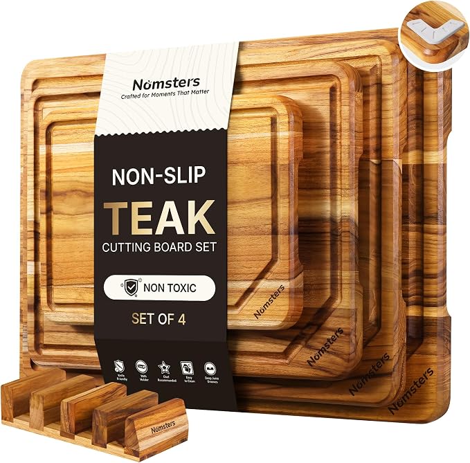 4 Pack Teak Wood Cutting Board Set by Unknown