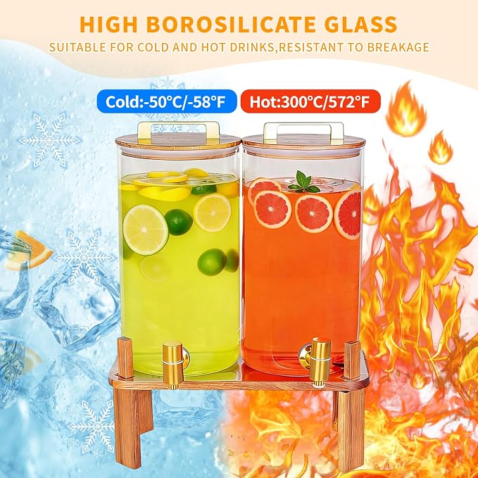 2 PACK 1.5 Gallon Glass Beverage Dispenser - Image 3