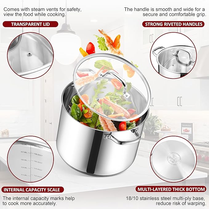 Herogo 20-Quart 18/10 Stainless Steel Stock Pot - Image 3