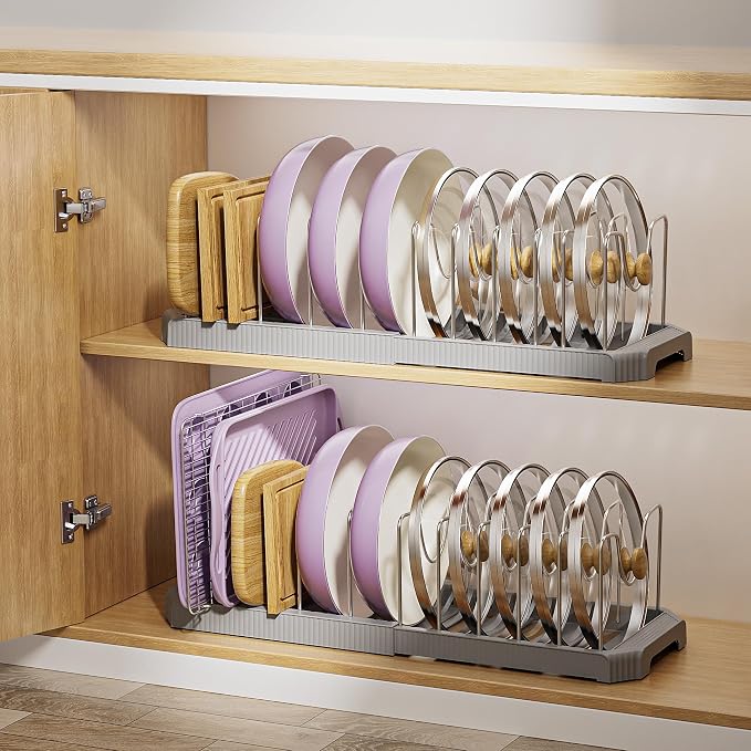 MUDEELA Pot Lid Organizer Rack for Cabinet, Expandable Pots and Pans Organizer - Image 8