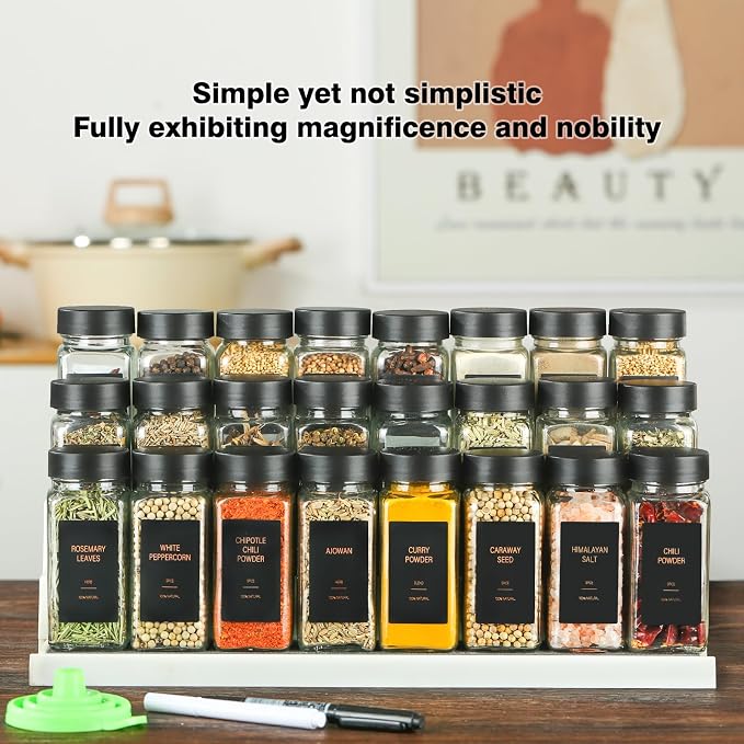 Spice Jars with Label，4oz Glass Spice Bottles With Shaker Lids，Seasoning - Image 2