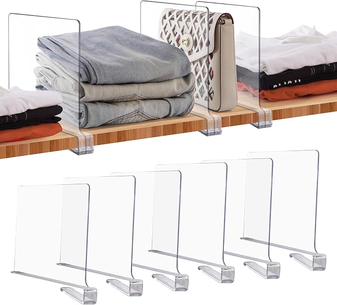 JOY DECOR 6 Pack Acrylic Clear Shelf Dividers by JOY+DECOR