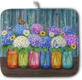 Hydrangea Dish Drying Mat Spring Summer Floral Jars Kitchen Drying Mats by Kwlegh