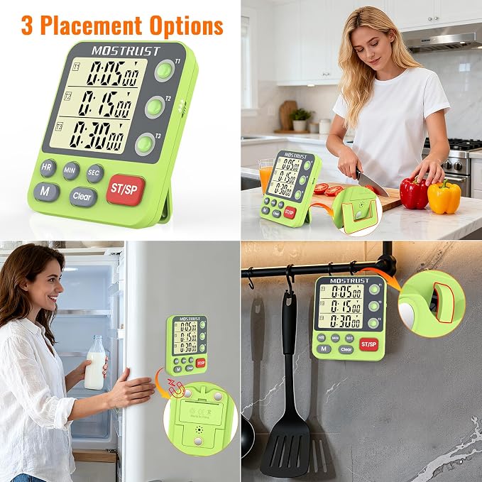 Digital Dual Kitchen Timer, 3 Channels Countdown Triple Timer - Image 6