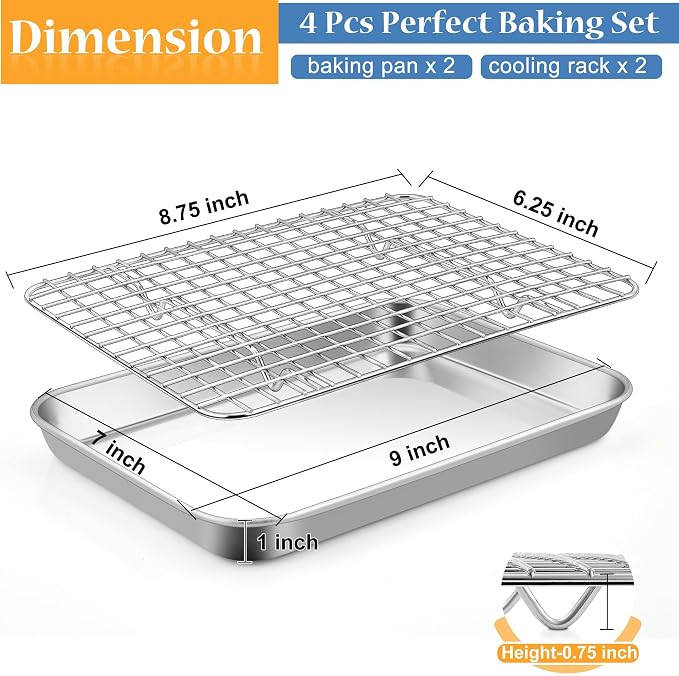 TeamFar Toaster Oven Pan with Rack Set, Non-Toxic & Heavy-Duty, Dishwasher Safe - Image 2