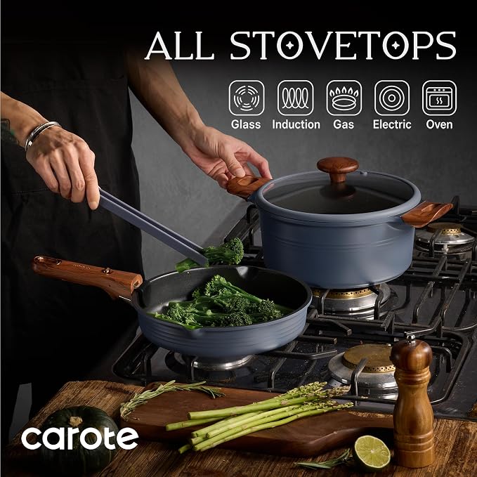 CAROTE 30-Piece Titanium Cookware Set, Nonstick Pots and Pans Set - Image 8