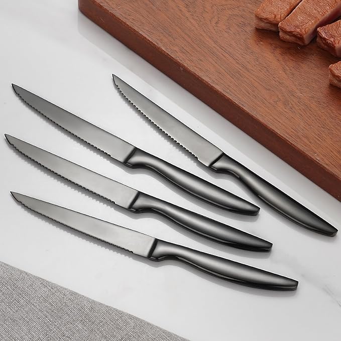 SuperCook Black Steak Knives of 12, High End Stainless Steel Steak Knives Set - Image 5