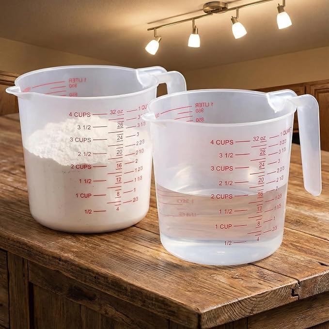16 Pcs 4 Cup Capacity Plastic Measuring Cup, 32 Oz/1000 ml Clear Graduated - Image 6