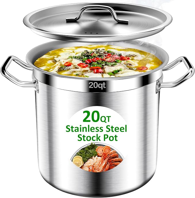 Large Stock Pot-20QT Stainless Steel Stockpot by AUFETQ