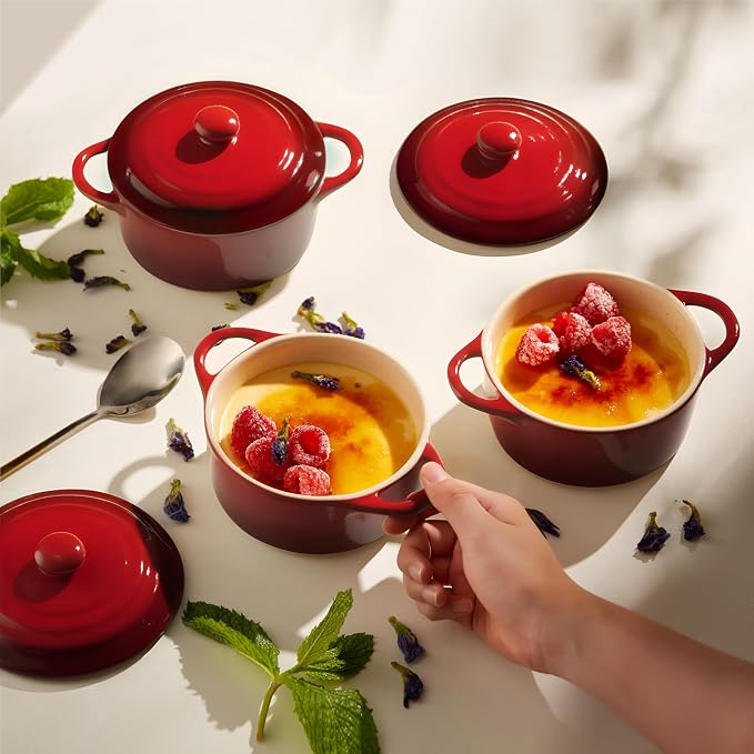 Kook Ceramic Mini Cocotte Set, Small Casserole Dishes - Image 2