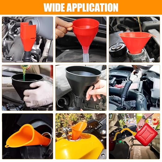 17 Pcs Automotive Funnel Set & Gas Can Spout Replacement, Plastic Long Neck Oil - Image 7