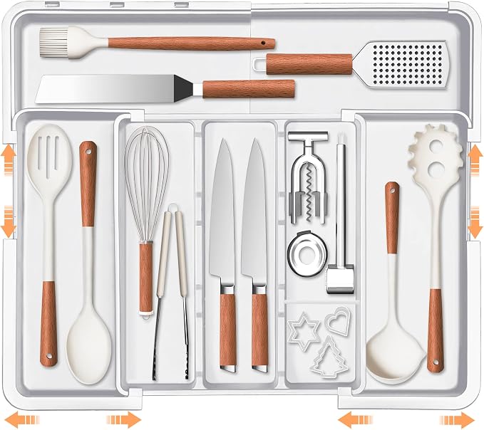 Spaclear Large Utensil Drawer Organizer Expandable Silverware Organizer by Spaclear