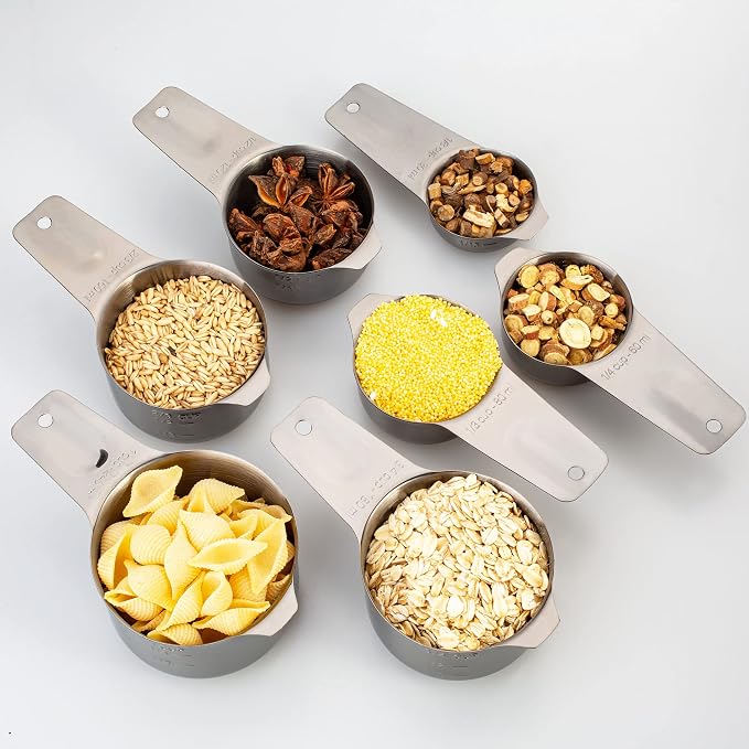 Set of 7 Heavy Duty Measuring Cups, 18/8 Stainless Steel - Image 3