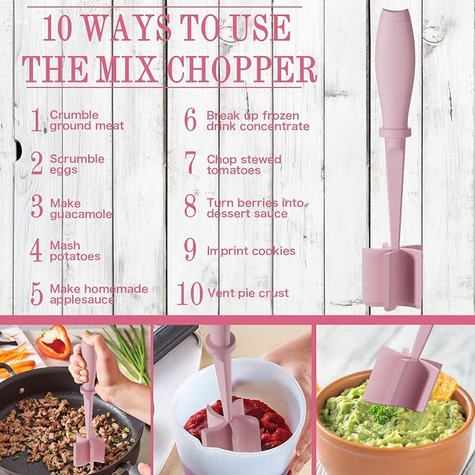 2 Pack Meat Chopper, 5 Curve Blades Ground Beef Masher, Heat Resistant Meat - Image 3