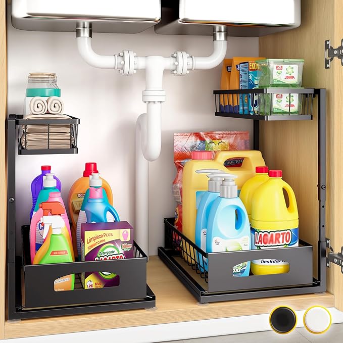 Under Sink Organizer, 2 Pack Cabinet Organizer by Fabutier