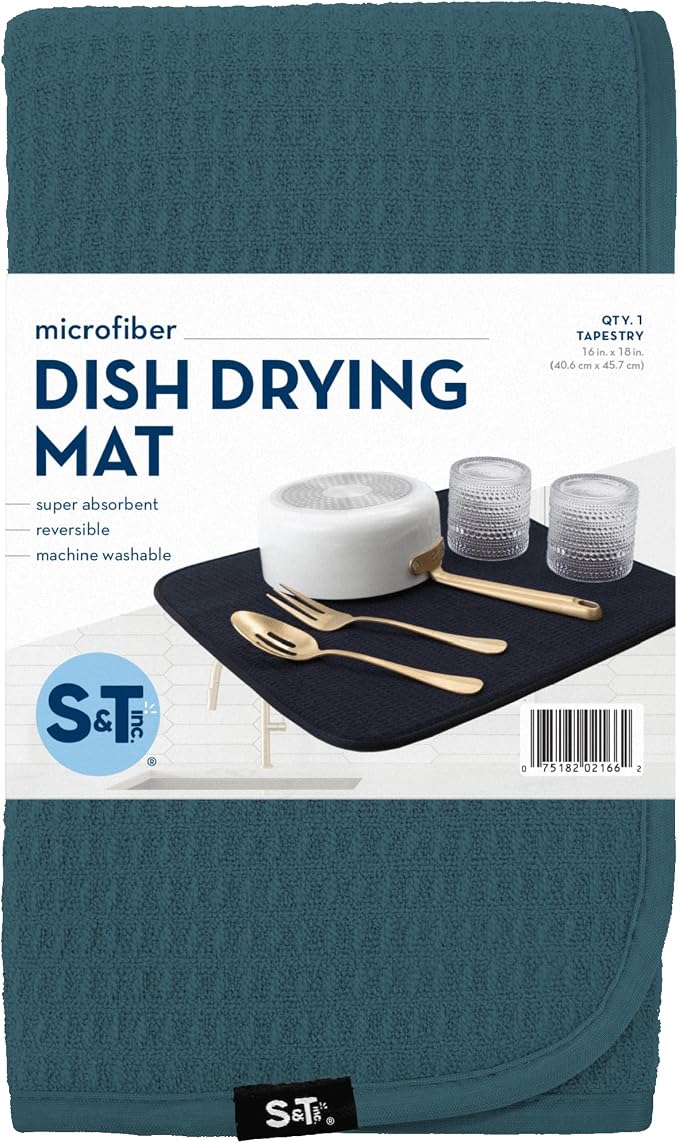 S&T INC. Dish Drying Mat, 16” x 18”, Absorbent Microfiber Kitchen Counter Mat - Image 8