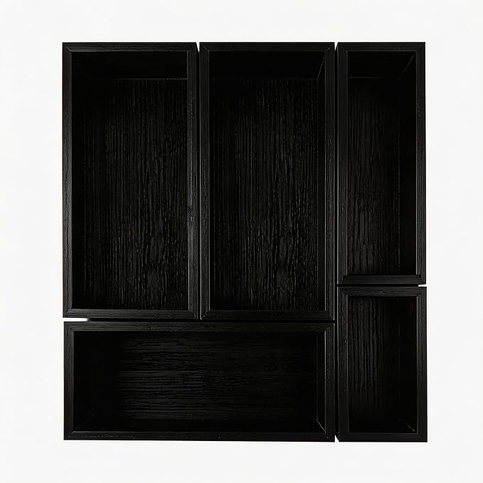 bamboo drawer organizer Set, expandable drawer dividers, wooden storage by Teicui