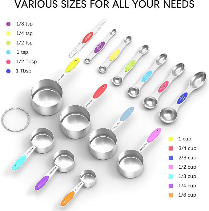 Magnetic Measuring Spoons Set and Measuring Cups Heavy Duty Stainless Steel - Image 2
