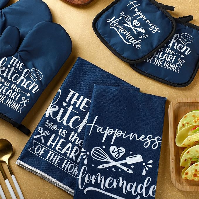 Sratte 6 Pcs Kitchen Decor Accessories Set Farmhouse Towels Pot Holders Oven - Image 3