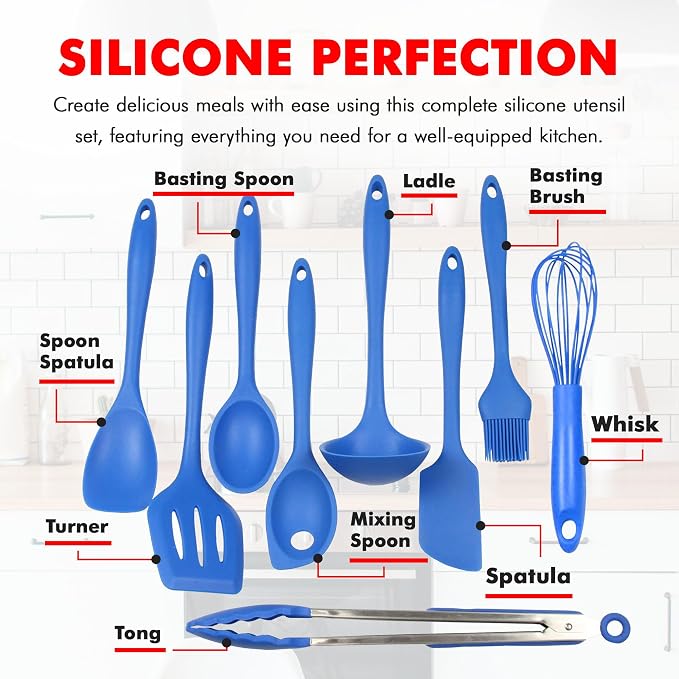 Chef Craft 9 Piece Silicone Kitchen Tool and Utensil Set - Image 4