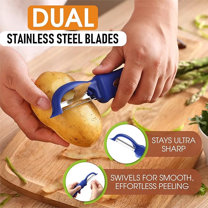 Spring Chef Premium Swivel Vegetable Peeler, Soft Grip Handle and Ultra Sharp - Image 2