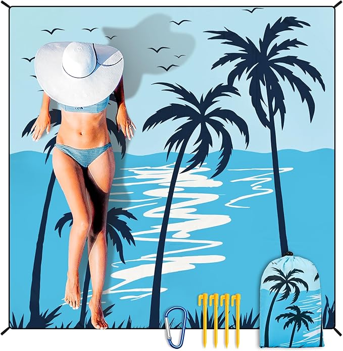HIHOHO Beach Blanket Waterproof Sandproof Extra Large Beach Mat 79" X by HIHOHO