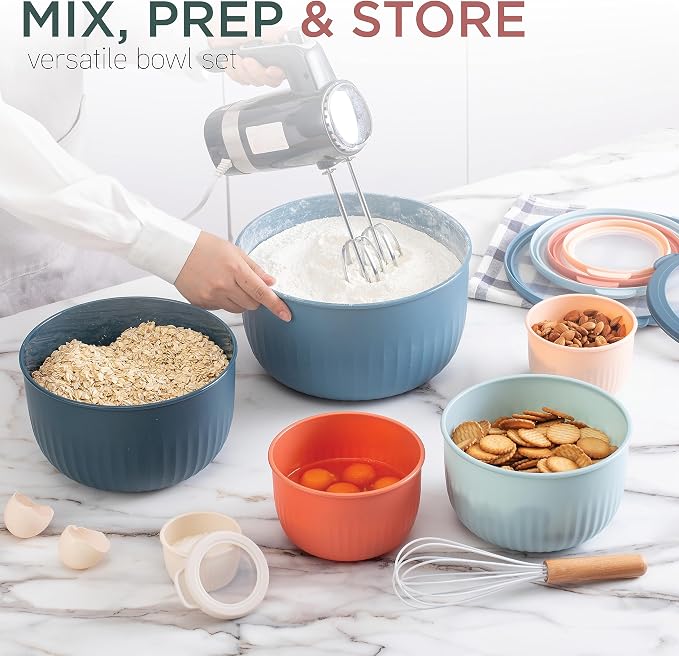 COOK WITH COLOR Prep Bowls with Lids- Wide and Deep Nesting Plastic Small - Image 2