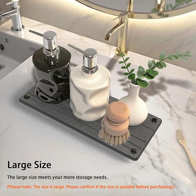 Quick Dry Sink Caddy Kitchen Sink Organizer, Water Absorbing Stone Tray - Image 6