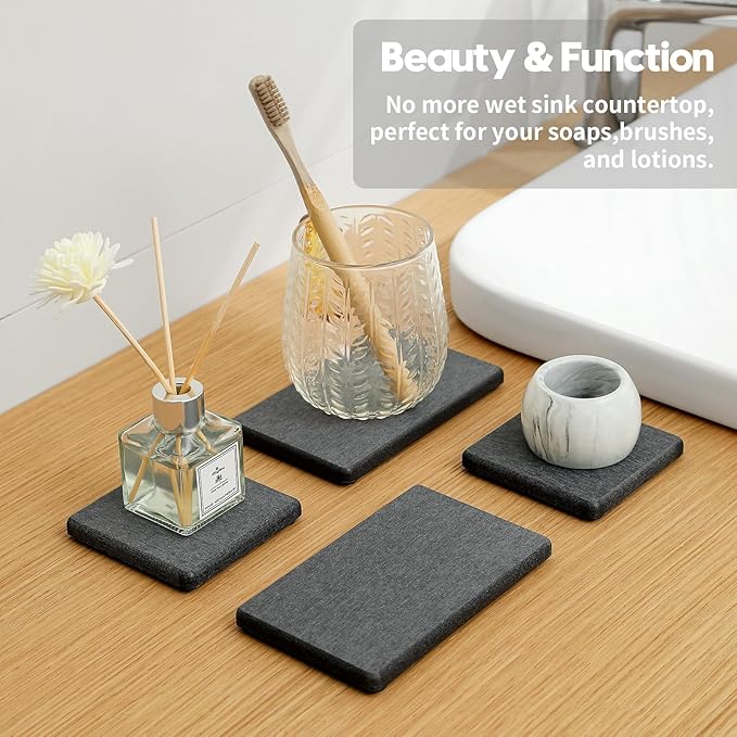 4PCS Water Absorbing Sponge Holder Diatomite Stone Sink Tray Mat, Quick Drying - Image 4