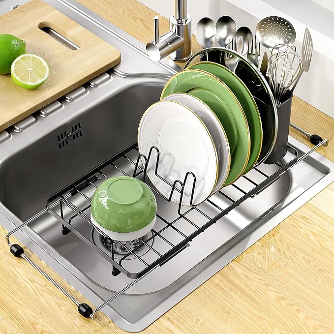 Small Dish Drying Rack, Expandable Sink Dish Rack Over Sinks, Dish Drainer by CosyPic