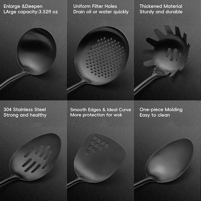 Izurok 18/10 Stainless Steel Kitchen Utensils Set, 6 Piece Cooking Utensils - Image 3