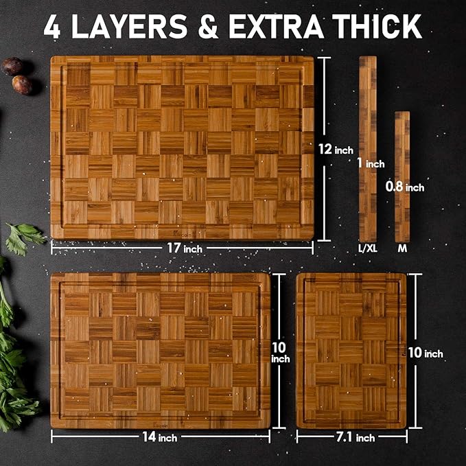 Kikcoin Extra Large Bamboo Cutting Boards, Chopping Boards - Image 2