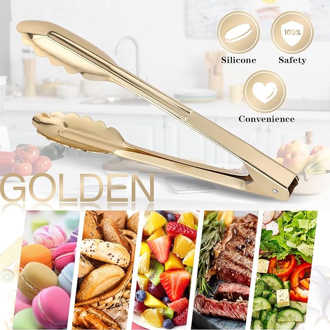 MSY BIGSUNNY 9 Inch Kitchen Food Tongs, Buffet Tongs, Serving Tongs - Image 5
