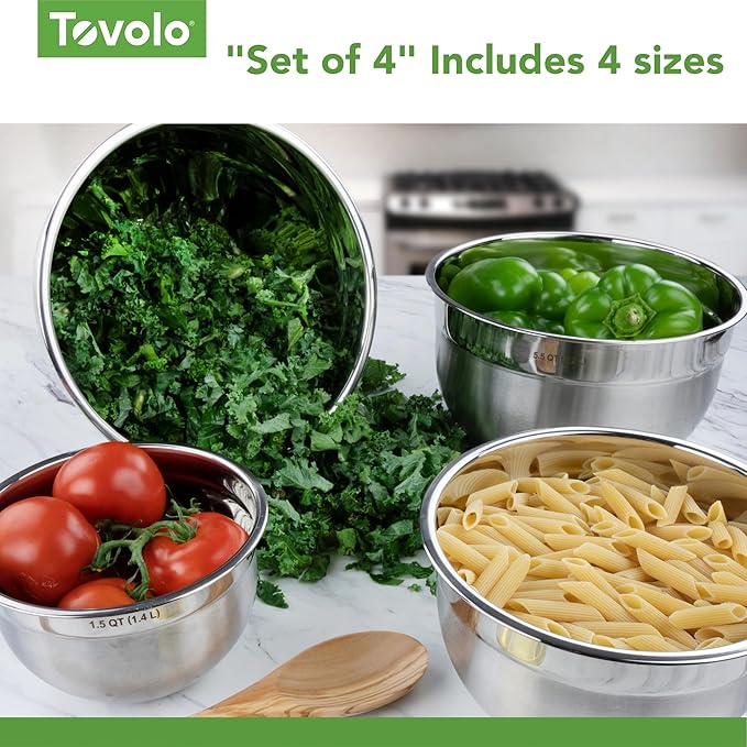 Tovolo Large Stainless Steel Mixing Bowl 5 Quart Metal Mixing Bowl - Image 5