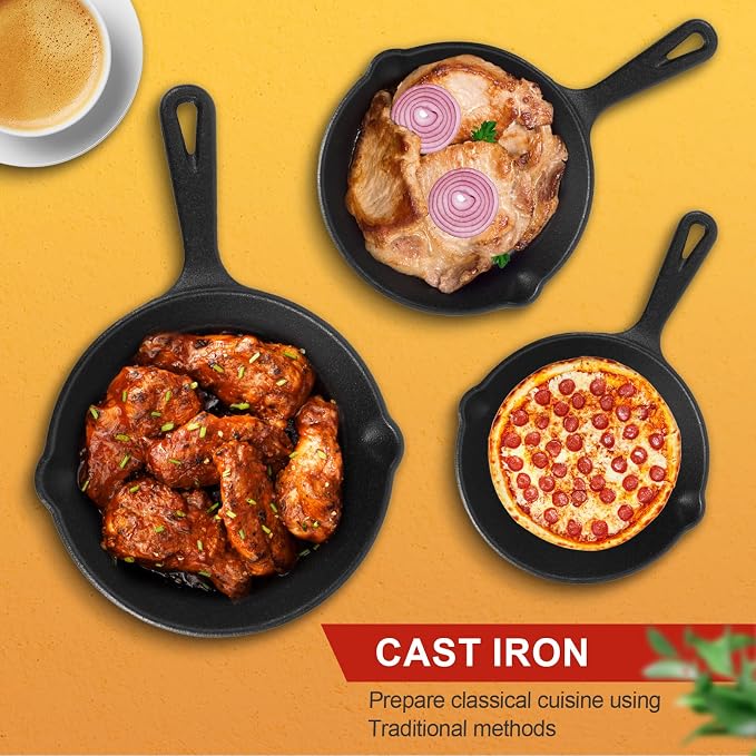 Pre-Seasoned Cast Iron Skillet Set - Image 5