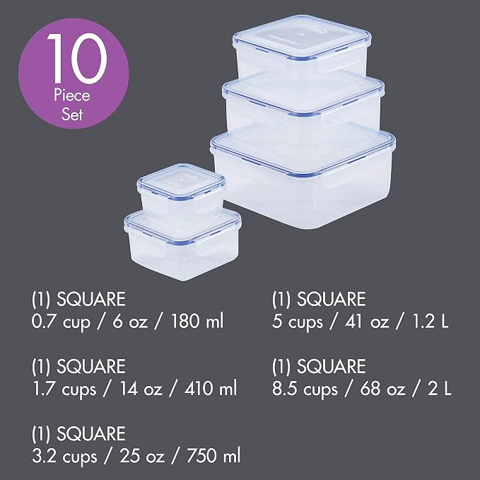 LOCK & LOCK Easy Essentials Food Storage lids/Airtight containers, BPA Free - Image 2