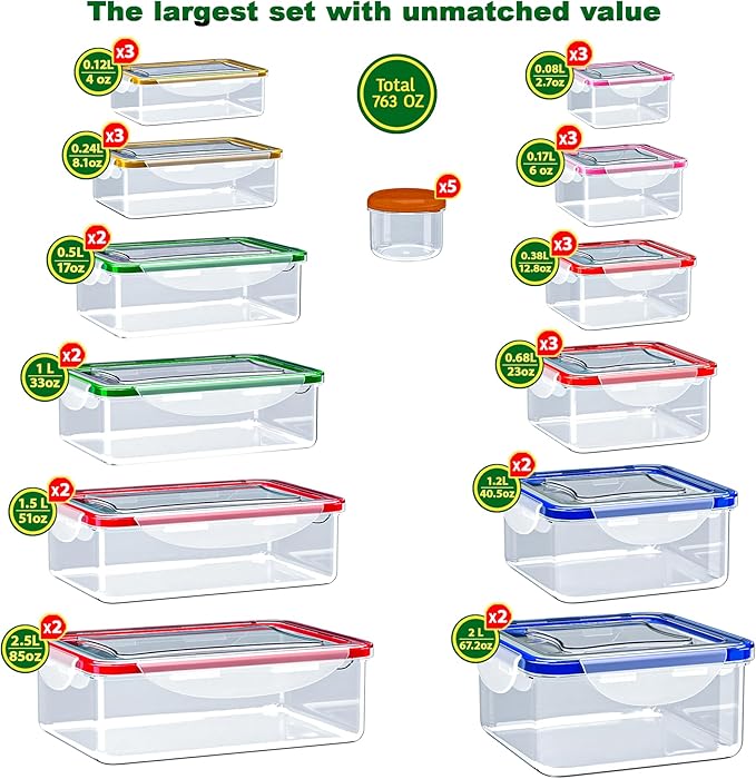 70 Pcs Large Food Storage Containers - Image 2