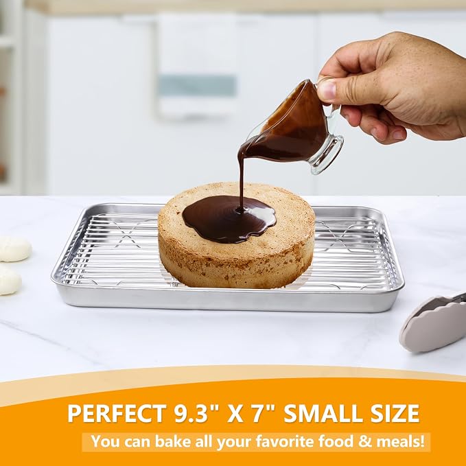 Homikit Baking Sheet with Wire Rack, 9 x 7 Inches Stainless Steel Small Baking - Image 5