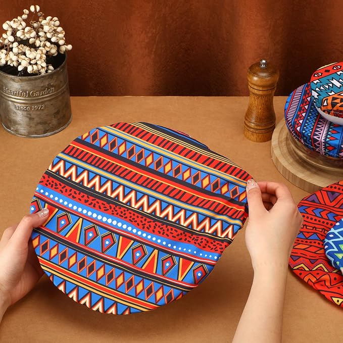 Patelai 10 Pcs Bowl Covers Reusable in 5 Size Stretch Cloth Fabric Elastic Food - Image 6